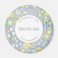 Modern Blue Yellow Floral Save the Date