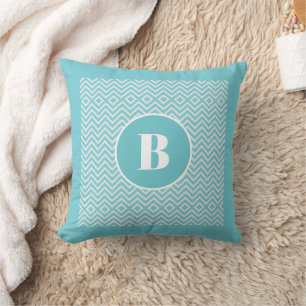 Modern Blue Zickzack Monogram Baby Kinderzimmer Bo Kissen