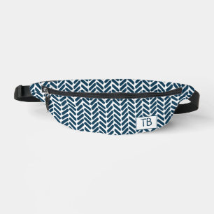 Modern Blue Zickzack Monogram Initials Bauchtasche