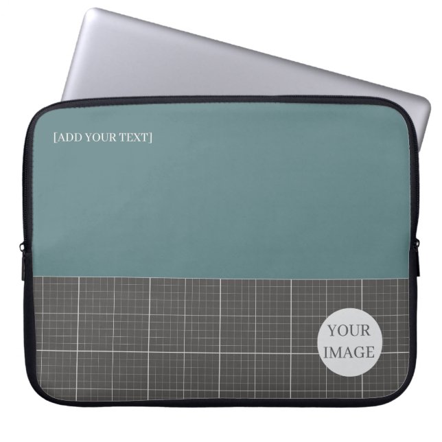 Modern Blueprint Geometric Grid Laptop Sleeve LS02 (Vorderseite)