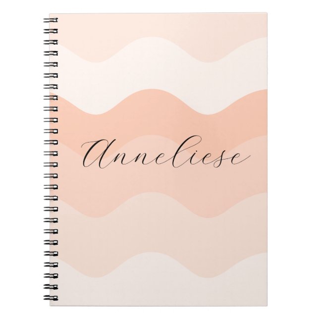 Modern Blush and Peach Waves Personalized Notizblock (Vorderseite)