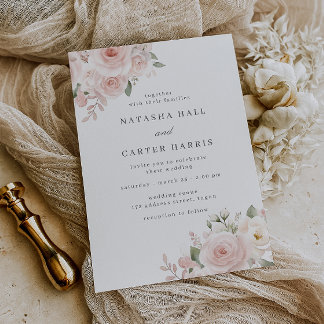 Modern Blush Botanical Wedding Einladung