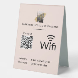 Modern Blush Business Wifi QR-Logo Tischaufsteller