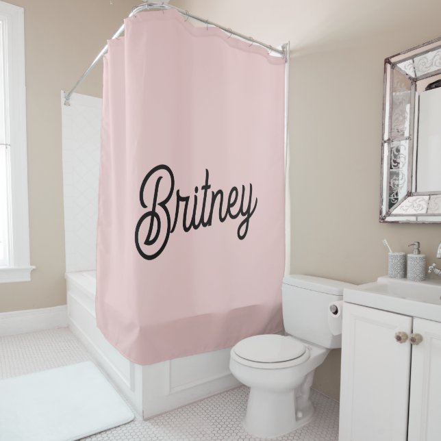 Modern Blush Dusty Pink Monogram und Name Duschvorhang (Beispiel)