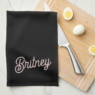 Modern Blush Dusty Pink Monogram und Name Geschirrtuch