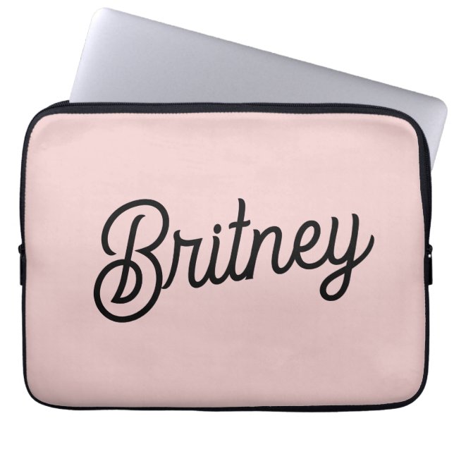 Modern Blush Dusty Pink Monogram und Name Laptopschutzhülle (Vorderseite)