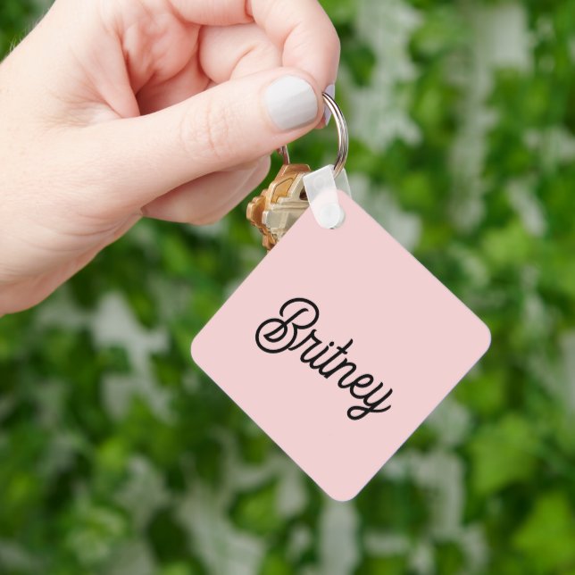 Modern Blush Dusty Pink Monogram und Name Schlüsselanhänger (Hand)