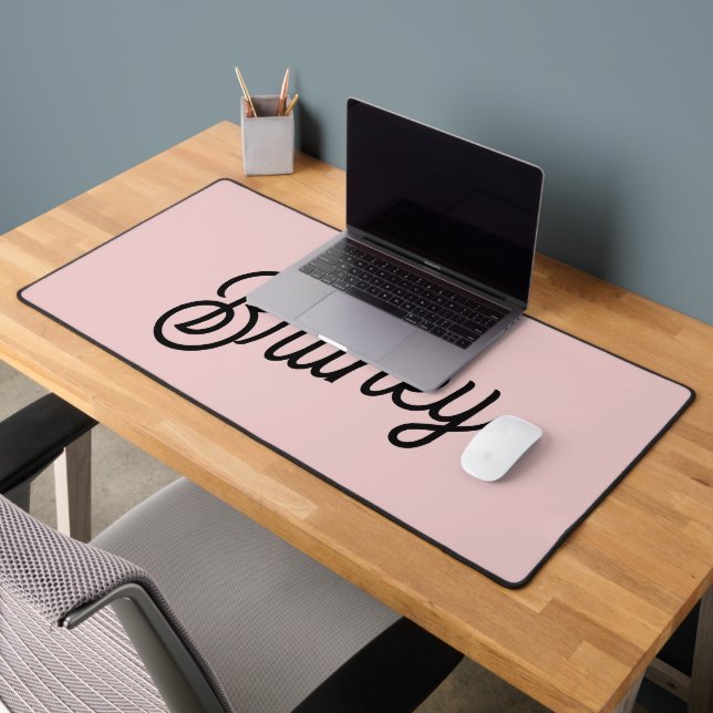 Modern Blush Dusty Pink Monogram und Name Schreibtischunterlage (Büro 2)