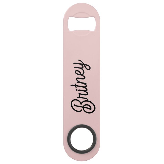 Modern Blush Dusty Pink Monogram und Name Speed Flaschenöffner (Vorderseite)
