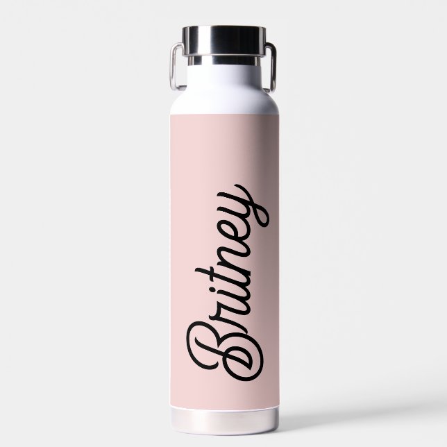 Modern Blush Dusty Pink Monogram und Name Trinkflasche (Vorne)