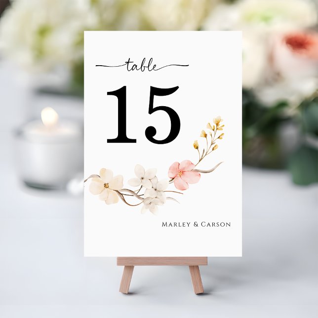 Modern Blush Floral Elegant Spring Wedding Tischnummer (Von Creator hochgeladen)