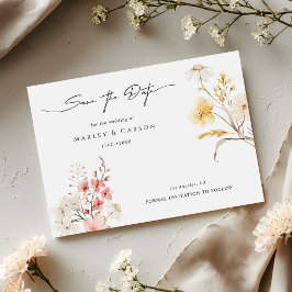 Modern Blush Floral Wildflower Spring Wedding Save The Date