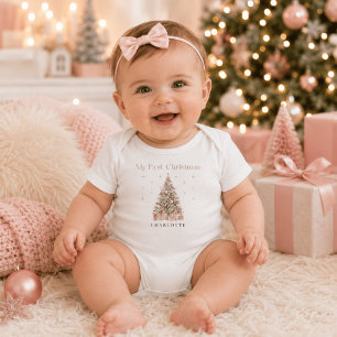 Modern Blush Mein erstes Weihnachten – Personalisi Baby Strampler