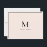 Modern Blush Minimalist monogram flat Dankeskarte<br><div class="desc">Simple and Modern very pale blush and black monogrammed thank you card.</div>
