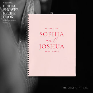 Modern Blush Monogram Brautparty Couples Rezept Notizbuch