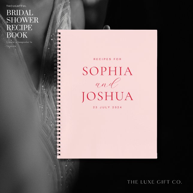 Modern Blush Monogram Brautparty Couples Rezept Notizbuch (Von Creator hochgeladen)