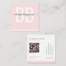 Modern blush pink and white monogram Qr Code
