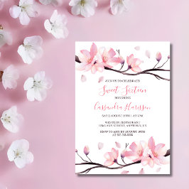 Modern Blush Pink Cherry Blossom Sakura Geburtstag Einladung