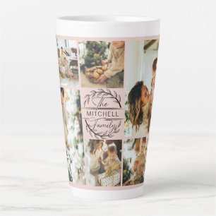 Modern Blush Pink Familie Foto Collage Keepake Milchtasse