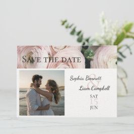 Modern Blush Pink Fotovorlage Save the Date Einladung