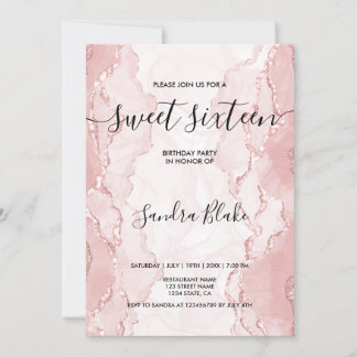 Modern Blush Pink Girly Trendy Sweet 16 Einladung