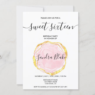 Modern Blush Pink Girly Trendy Sweet 16 Einladung