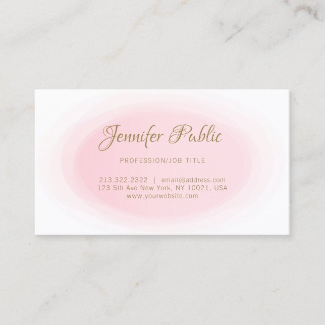 Modern Blush Pink Gold Elegant einfach designt Visitenkarte (Vorderseite)