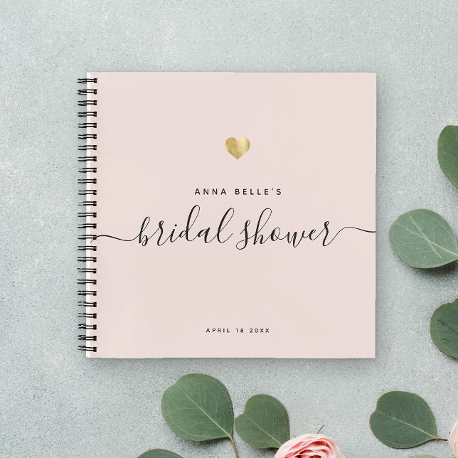 Modern Blush Pink Gold Script Brautparty Notizbuch (Von Creator hochgeladen)