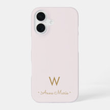 Modern Blush Pink Gold Script Monogram