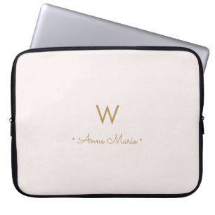 Modern Blush Pink Gold Script Monogram Laptopschutzhülle