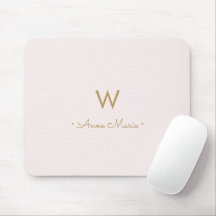 Modern Blush Pink Gold Script Monogram