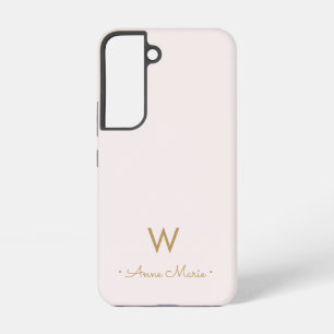 Modern Blush Pink Gold Script Monogram Samsung Galaxy Hülle