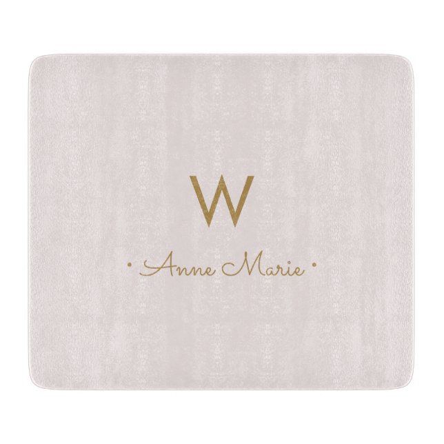 Modern Blush Pink Gold Script Monogram Schneidebrett (Vorderseite)