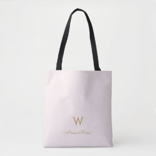 Modern Blush Pink Gold Script Monogram Tasche