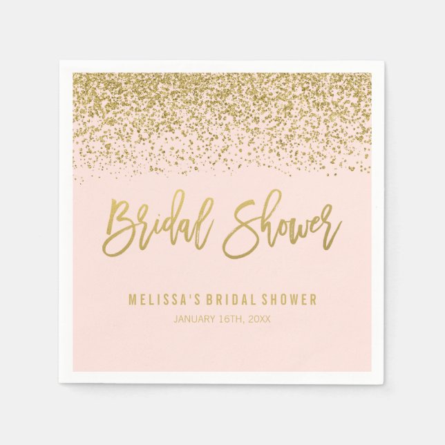 Modern Blush Pink Imitats Gold Glitzer Brautparty Serviette (Vorderseite)
