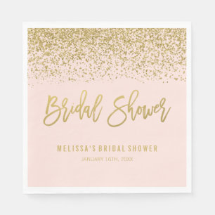Modern Blush Pink Imitats Gold Glitzer Brautparty Serviette