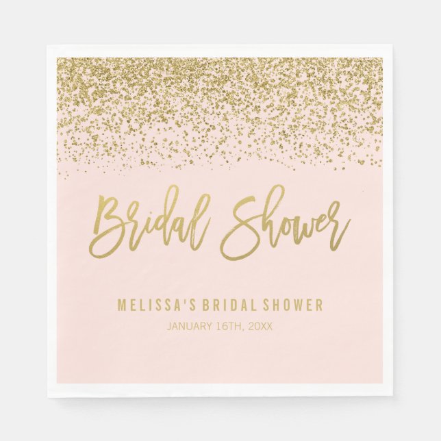 Modern Blush Pink Imitats Gold Glitzer Brautparty Serviette (Vorderseite)