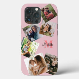 Modern Blush Pink Monogram Multi-Foto Case-Mate iPhone Hülle