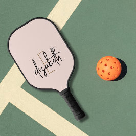 Modern Blush Pink Monogram Pickleball Schläger