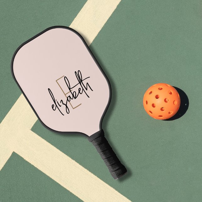 Modern Blush Pink Monogram Pickleball Schläger (Von Creator hochgeladen)