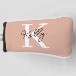 Modern Blush Pink Monogram Script Golf Headcover