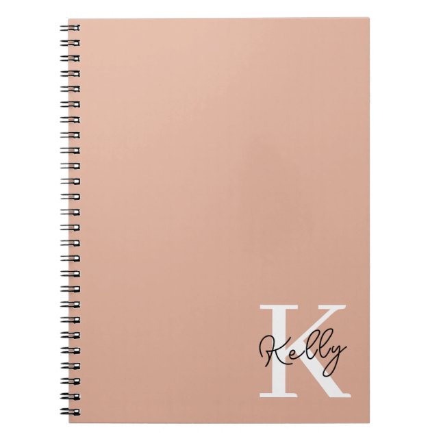 Modern Blush Pink Monogram Script Notizblock (Vorderseite)