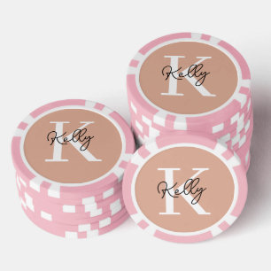 Modern Blush Pink Monogram Script Pokerchips