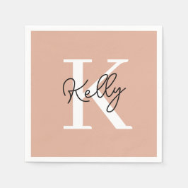 Modern Blush Pink Monogram Script Serviette