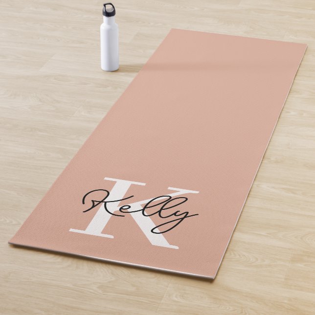 Modern Blush Pink Monogram Script Yogamatte (Beispiel)