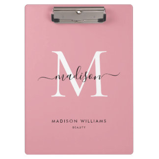 Modern Blush Pink Monogram Stilvoller Name Klemmbrett