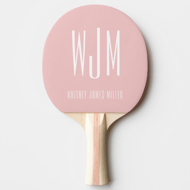 Modern Blush Pink Monogram Tischtennis Schläger (Vorderseite)