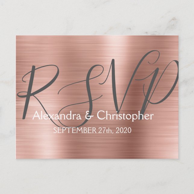 Modern Blush Pink - Rose Gold UAWG Response Einladungspostkarte (Vorderseite)