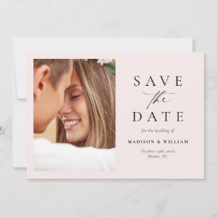 Modern Blush Pink Script Foto Save the Date