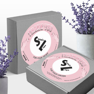 Modern Blush Pink Vielen Dank Firmenlogo Runder Aufkleber